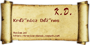 Kránicz Dénes névjegykártya