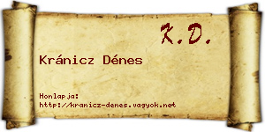Kránicz Dénes névjegykártya