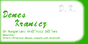 denes kranicz business card